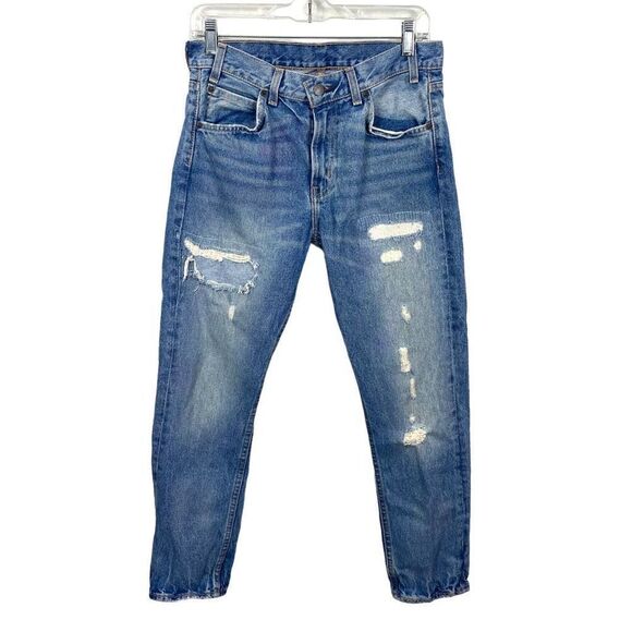 LEVIS 505 - Vtg 70s-80s Made In USA Orange Tab Distressed Blue Jeans - Picture 10 of 10